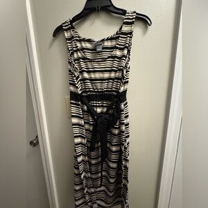 Gently worn Motherhood Striped Midi Dress with Waist Tie- Size Large